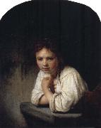 REMBRANDT Harmenszoon van Rijn Girl Leaning on a Window Sill oil painting picture wholesale
